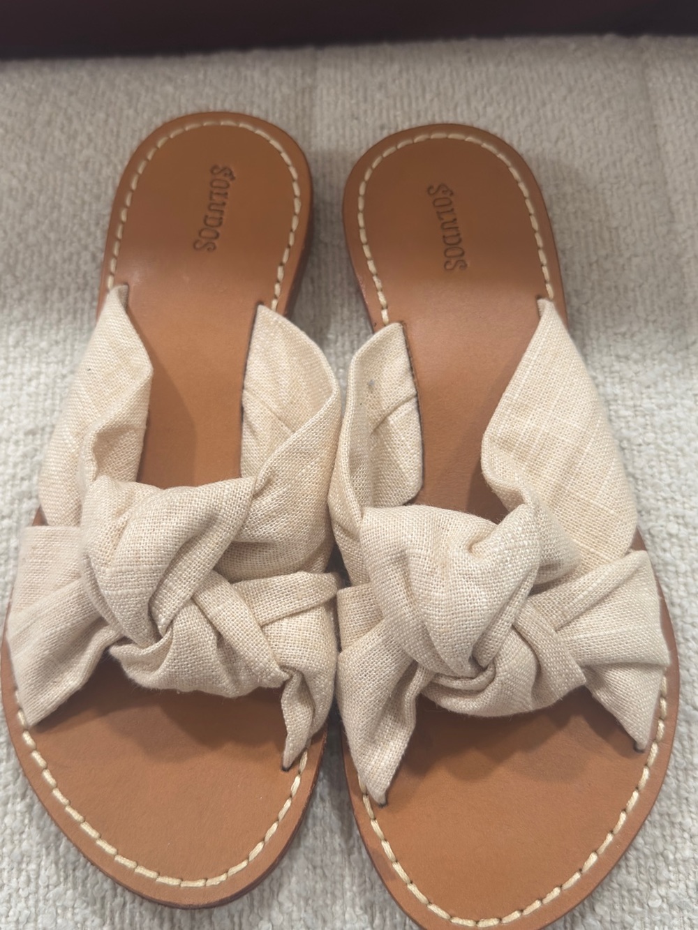 Soludos Beige Knotted Slide Sandals